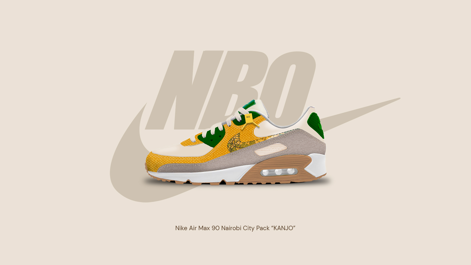 Wide Nike NBO campaign artwork showing the full sneaker lineup on a stage set